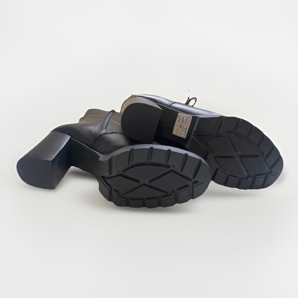 NIB Dune London Ladies PASSO Block Heel Biker Ankle Boots Black Leather sz 39 - Picture 5 of 10